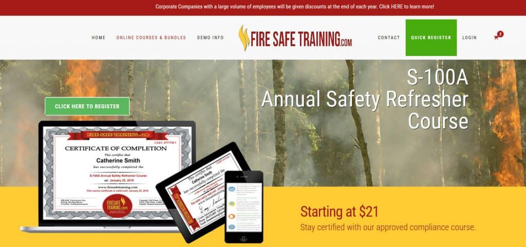 Fire Safe Training course intro section