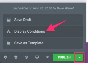 Elementor display conditions button