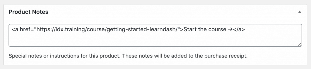 Easy Digital Downloads product notes field setup for LearnDash