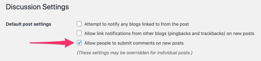 Globally allow WordPress comments