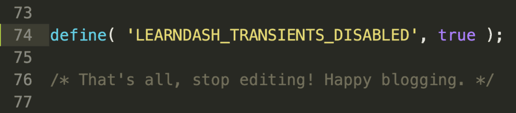 Disable LearnDash transients code