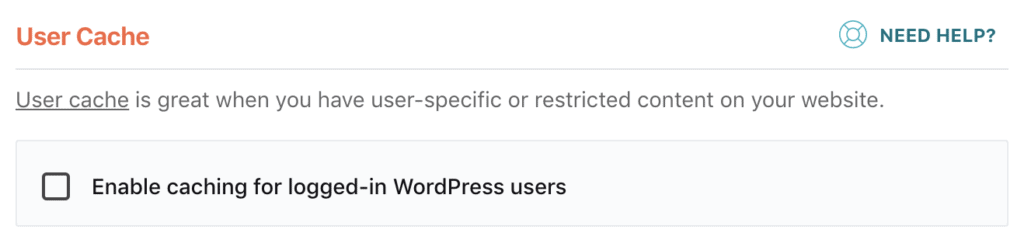 WP Rocket user cache disabled in settings