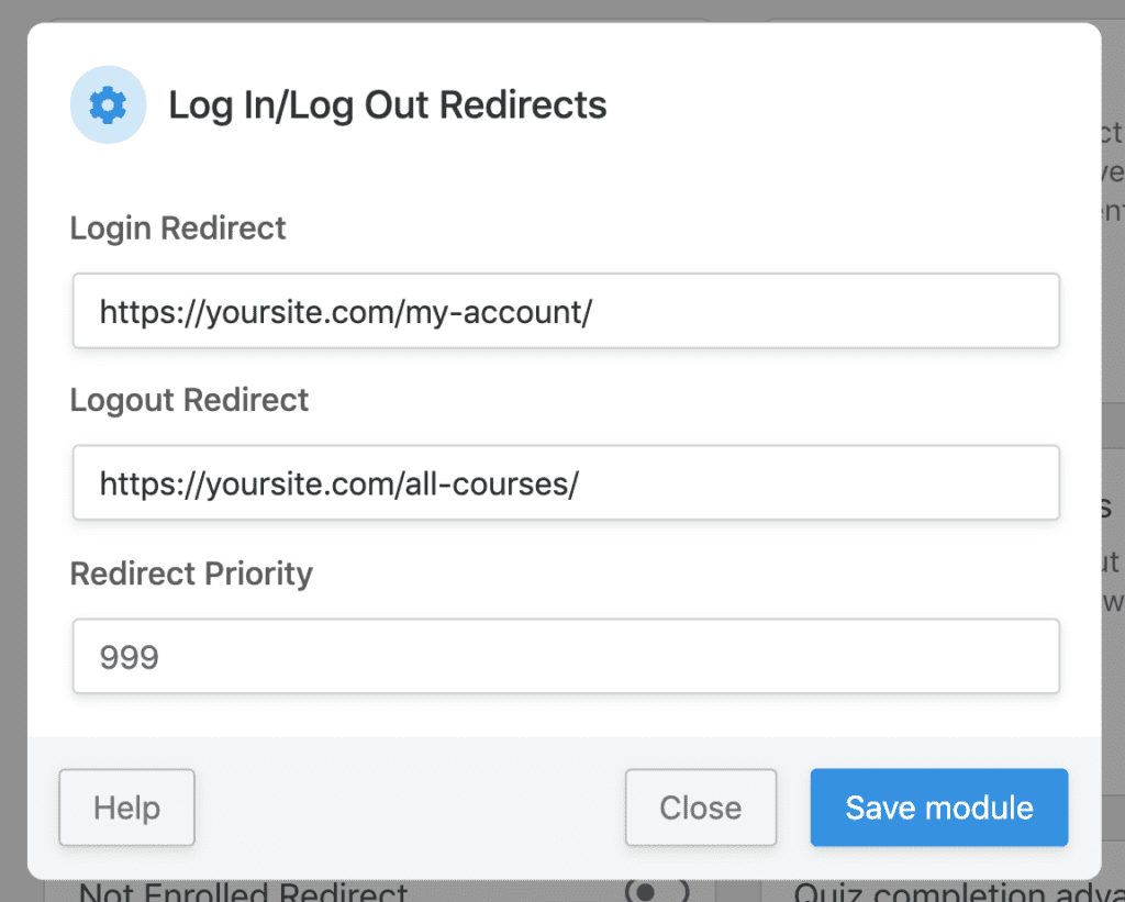 Uncanny Toolkit for LearnDash login/logout redirects settings