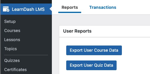 LearnDash CSV report buttons